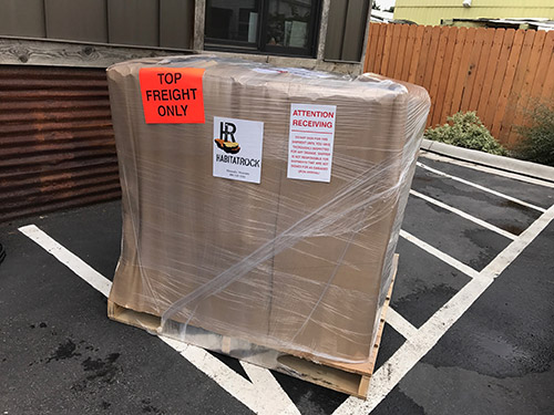 Pallet ready for shipping from Habitat Rock